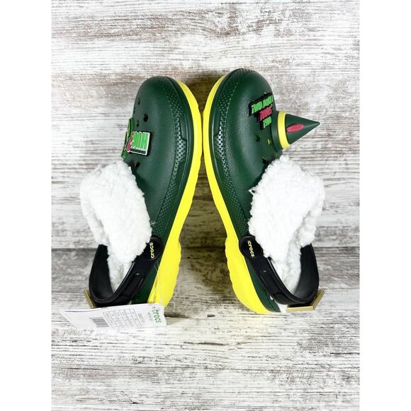 NEW Youth Buddy The Elf × Crocs Fleece Lined Green Clogs Sz 2 - Picture 6 of 9